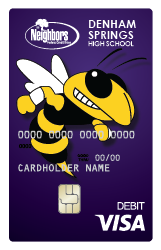 Denham Springs mascot Visa card
