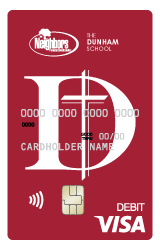 The Dunham School Mascot Visa debit card